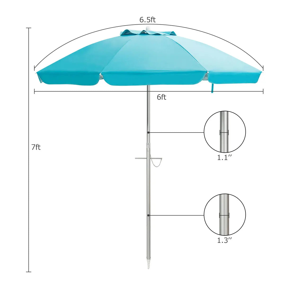 Homasis Portable Patio Beach Umbrella With Tilting Canopy