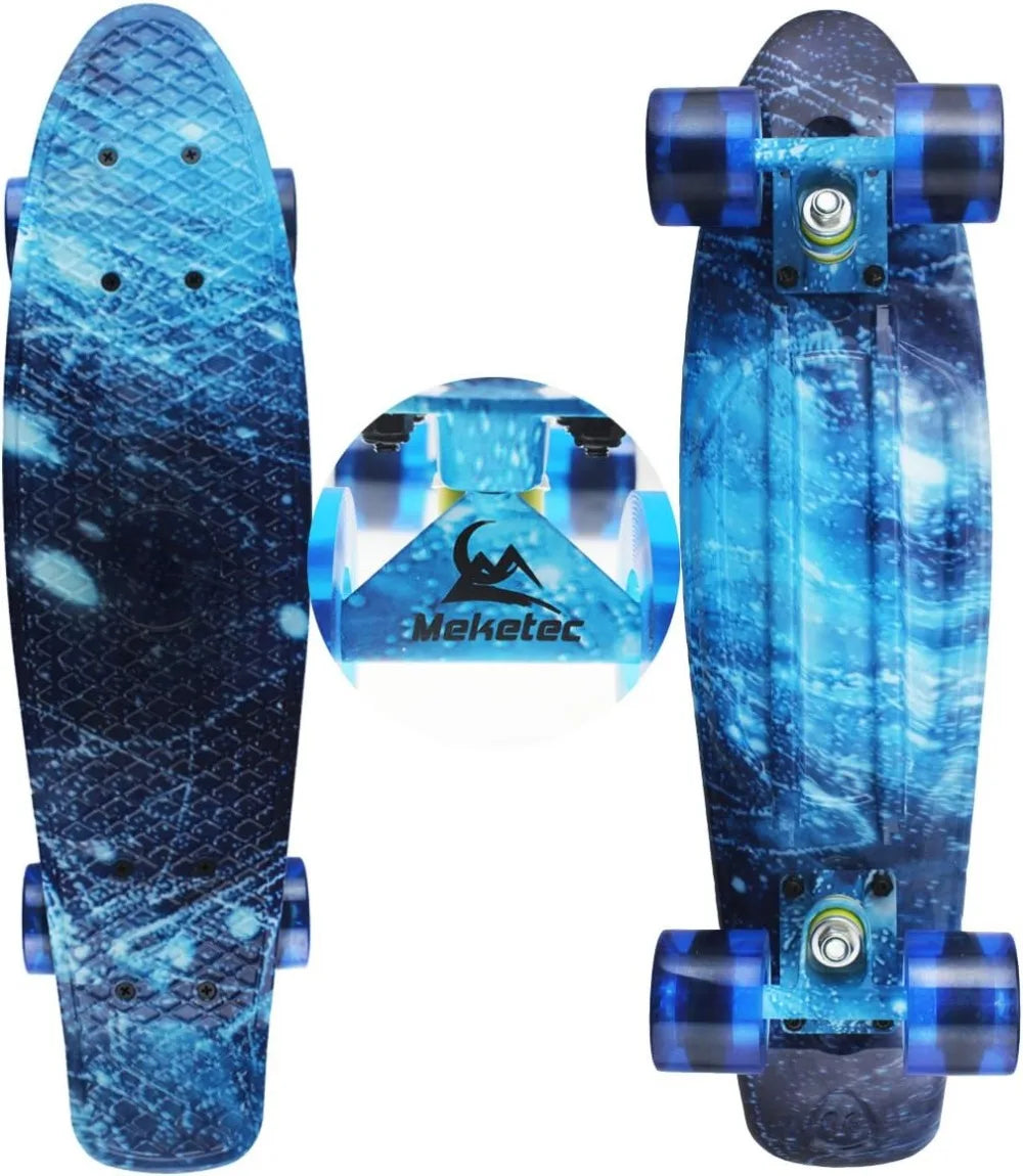 Mini Cruiser Skateboard For Kids Beginners Retro Design