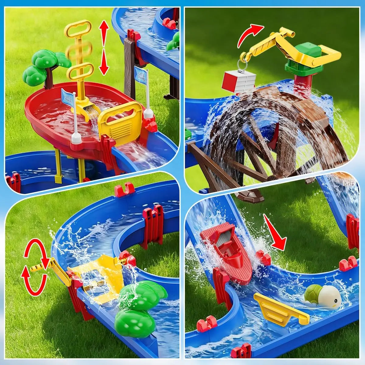 VATOS Retro Manual Outdoor Water Wheel Channel Set Toy