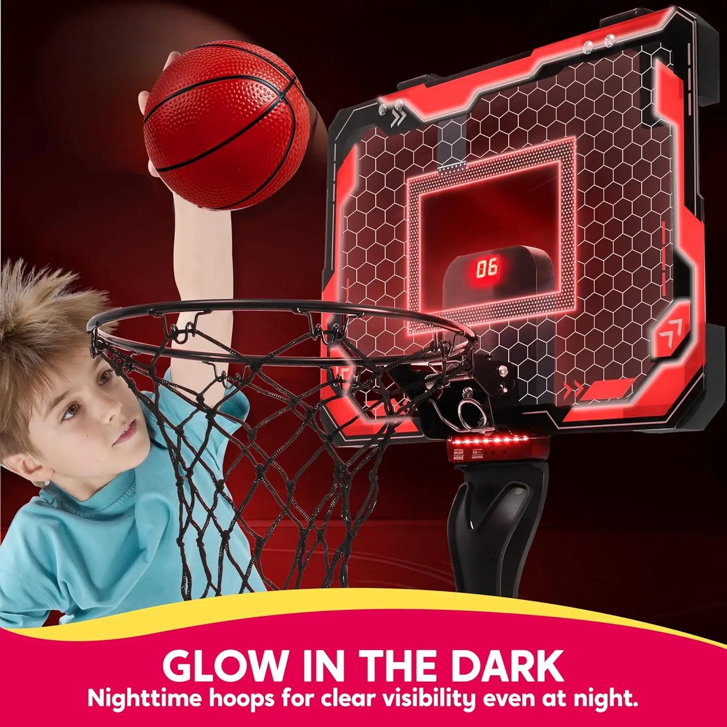 Joyfy Light Up Mini Indoor Basketball Hoop With Scoreboard