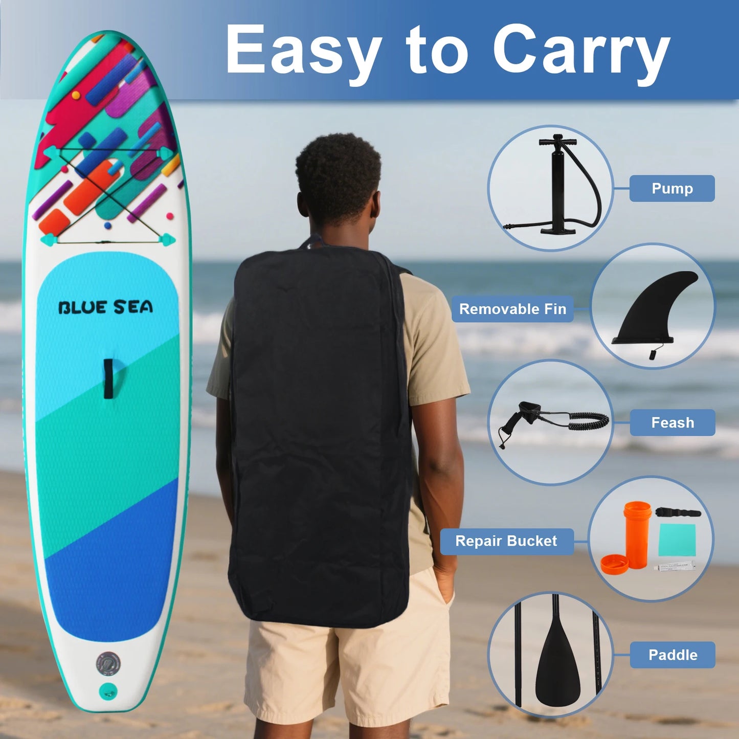CADALENE Inflatable Stand Up Paddle Board With Anti Slip EVA Deck