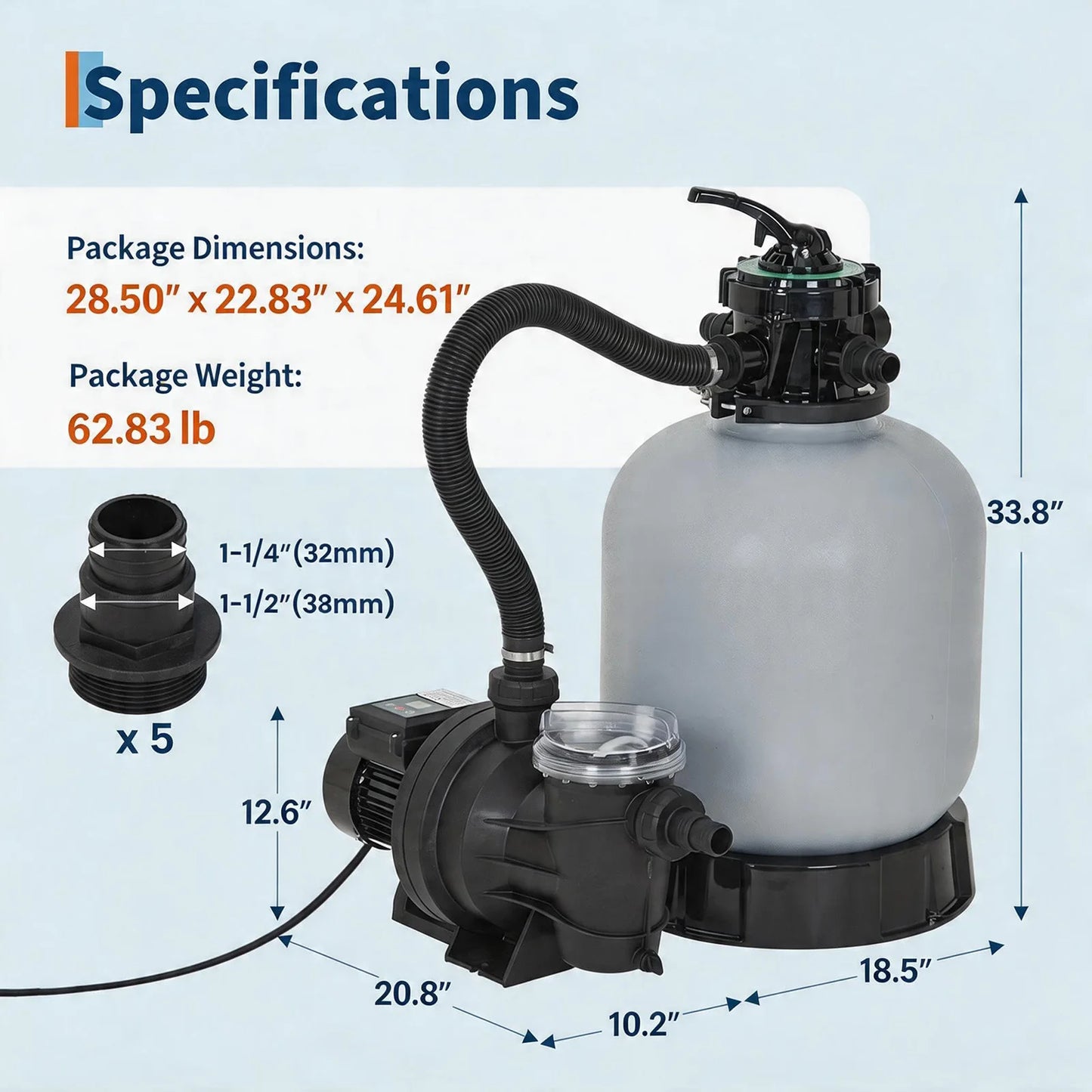 HiMISS Above Ground Pool Sand Filter Pump With Timer