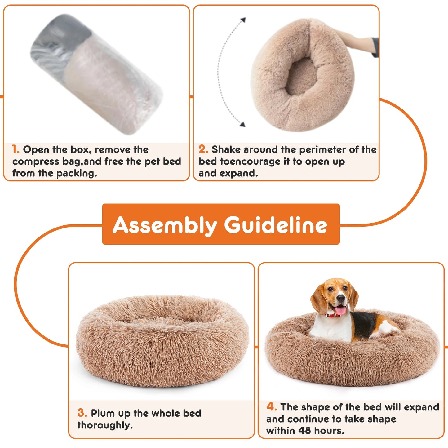 JHK Calming Dog Bed Plush Faux Fur Non Slip Supreme