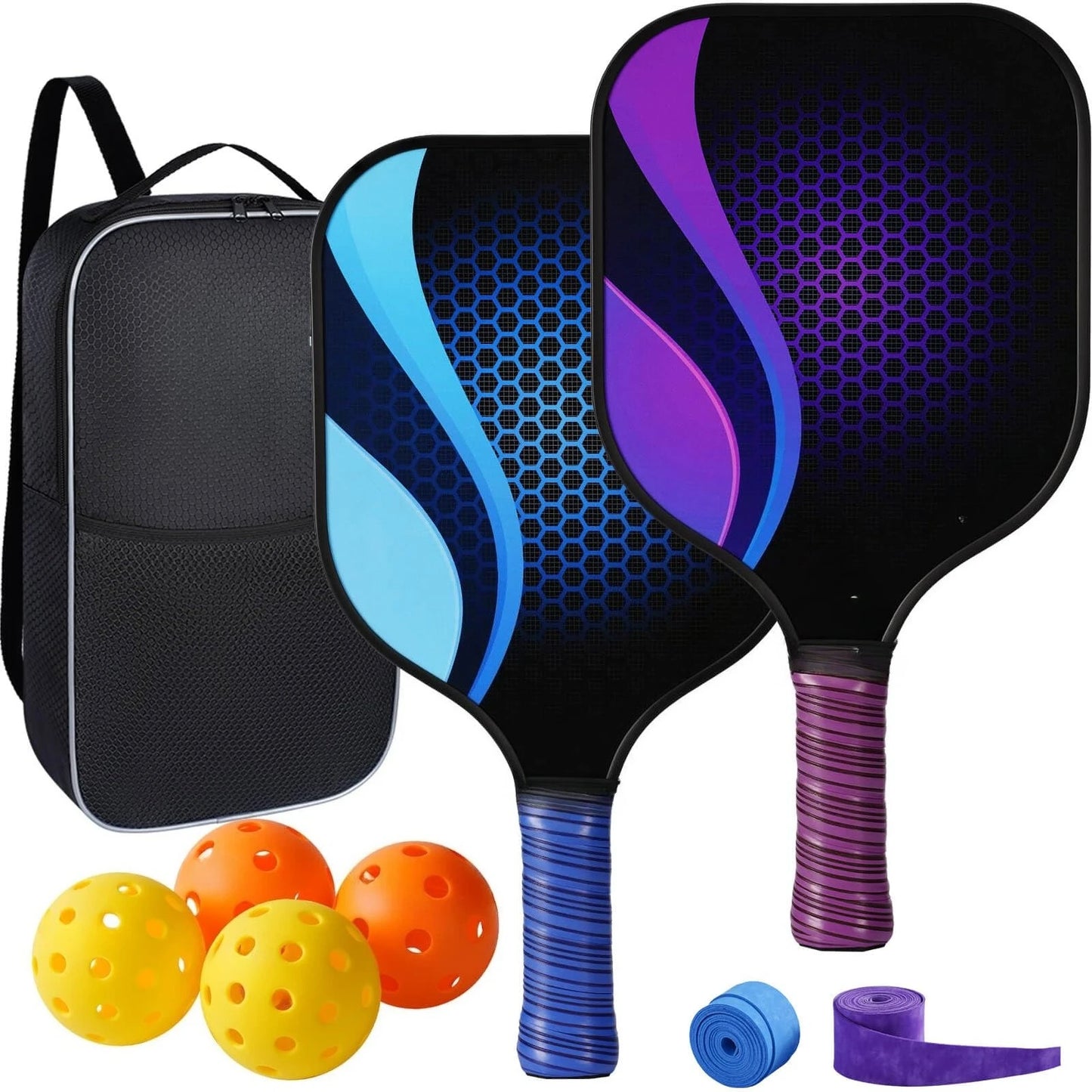 USAPA Approved Fiberglass Pickleball Paddle Set With Extra Balls