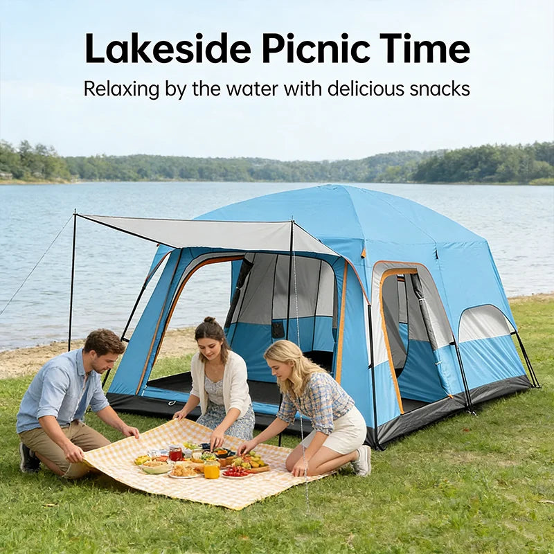 YC-01 Family Camping Tent With Removable Awning Windproof Waterproof
