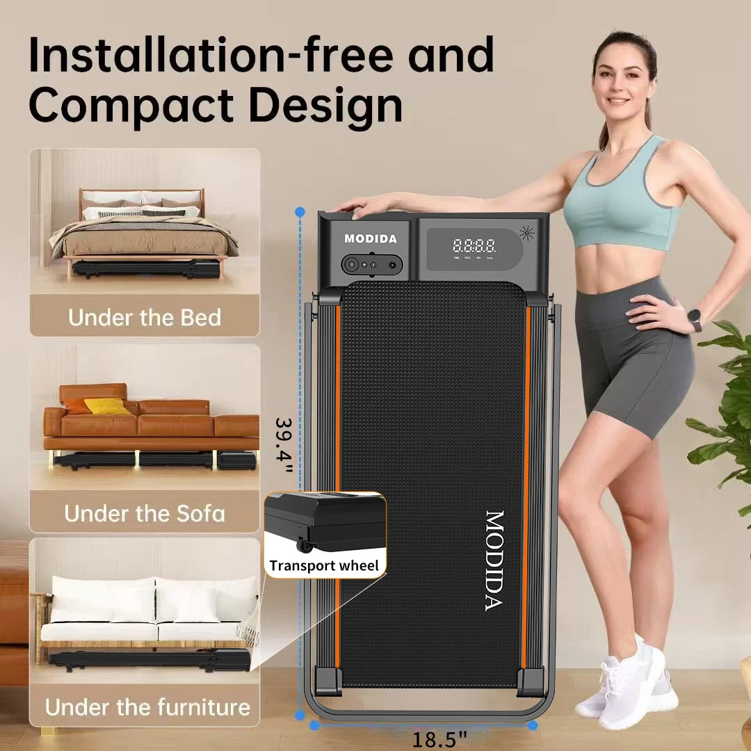 MODIDA Walking Pad Treadmill With Foldable Handrail And Quiet Motor