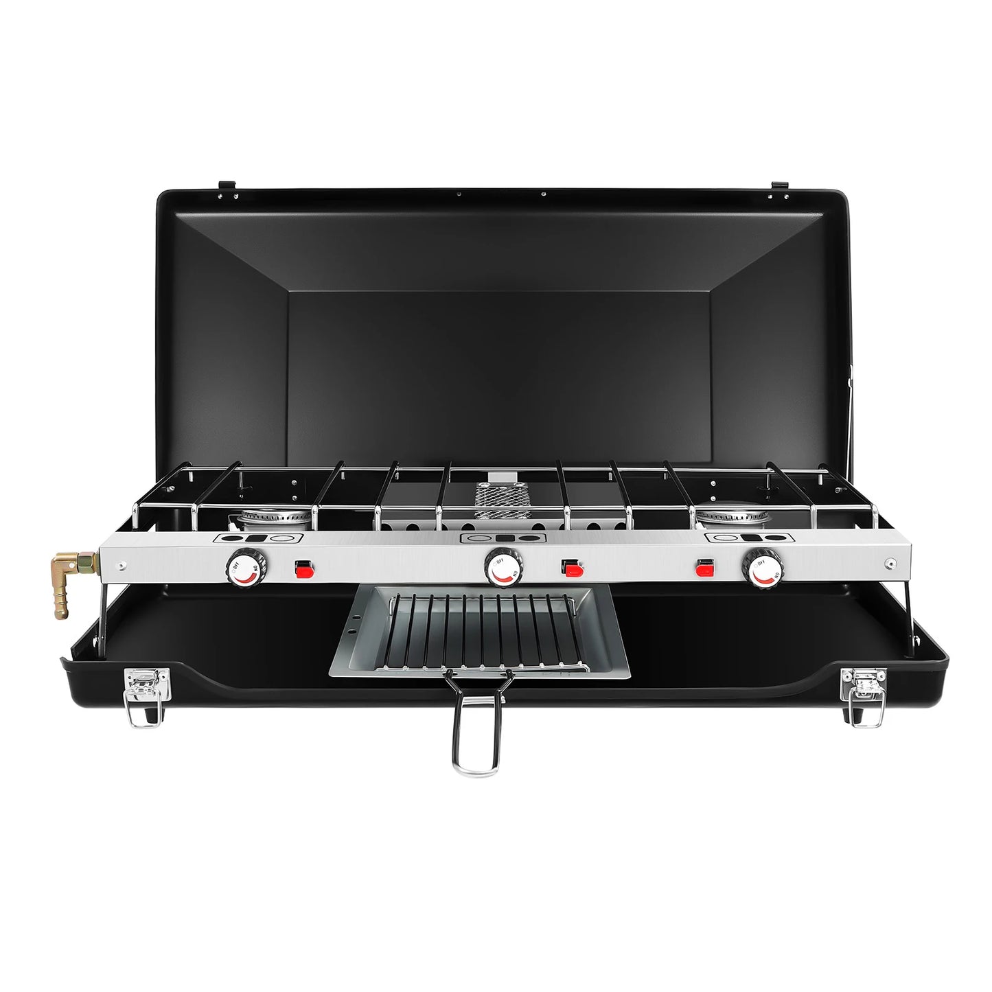 Portable 3 Burner Gas Camping Stove 4.5KW Piezo Ignition