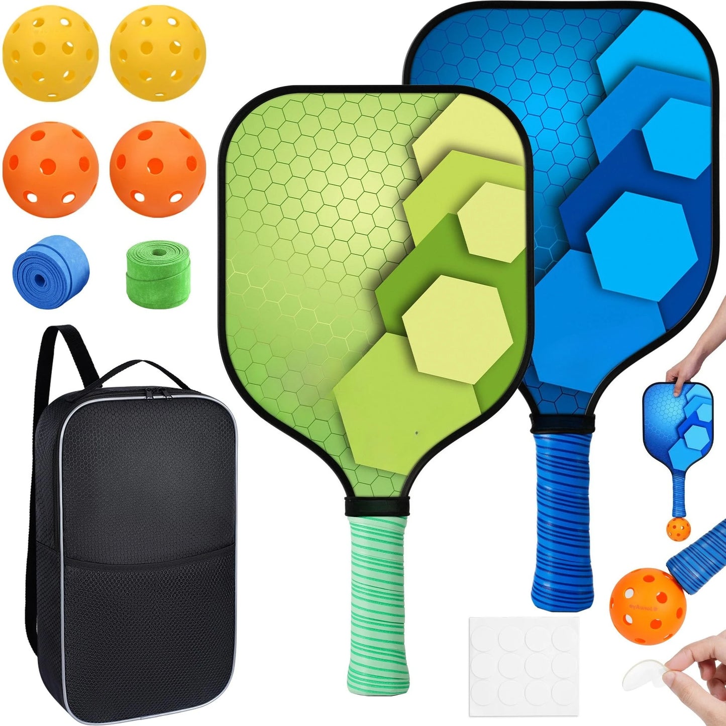 USAPA Approved Fiberglass Pickleball Paddle Set With Extra Balls