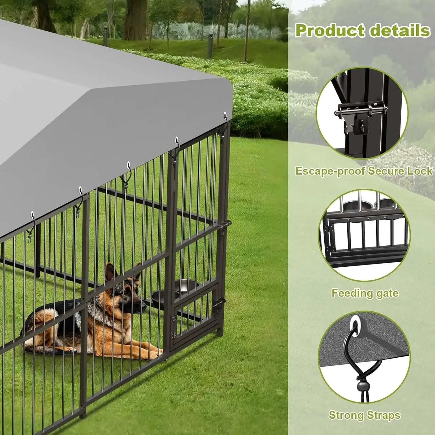 Premium Heavy Duty Outdoor Dog Kennel With Roof And Lock