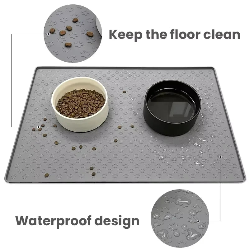 Cat 3 Stainless Steel Bowls Raised Feeder With Tilted 15 Silicone Mat Wood Stand