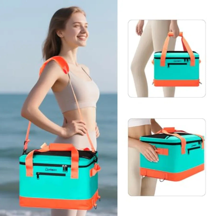 Paddle Board Cooler Waterproof, Super Capacity SUP Paddleboard Deck Cooler with Shoulder Strap and 6 Elastic Rope Clips, Paddle
