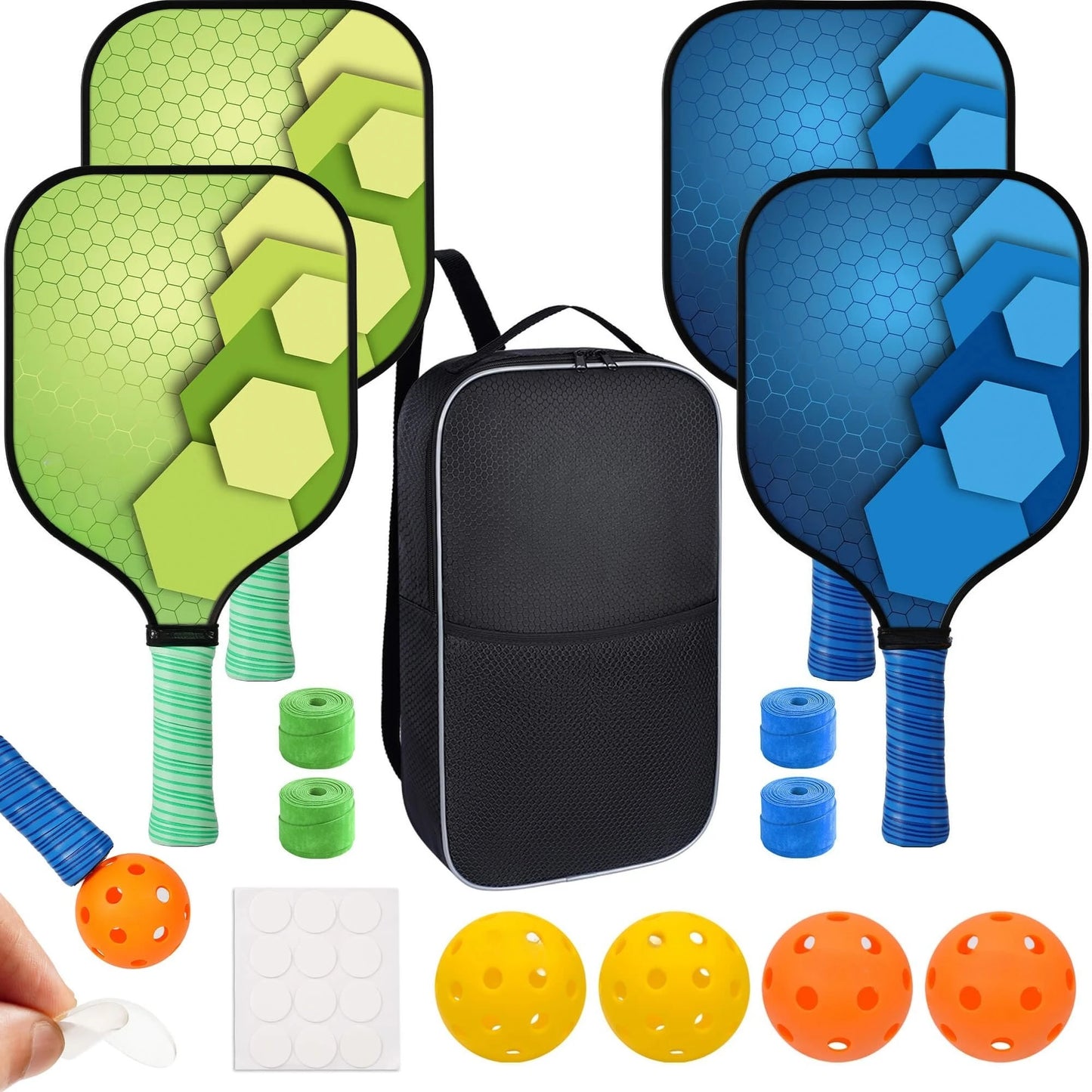USAPA Approved Fiberglass Pickleball Paddle Set With Extra Balls