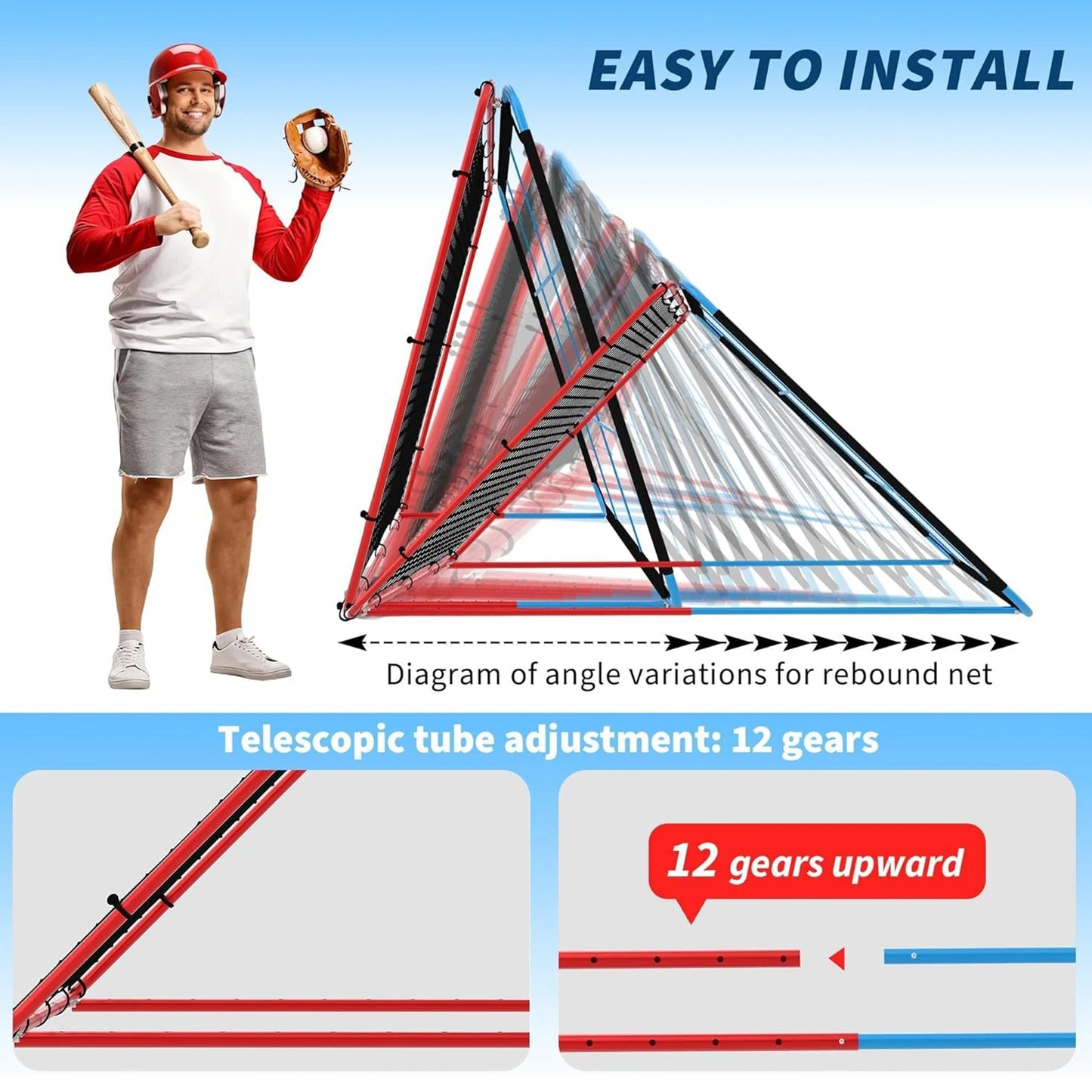 HiMISS Baseball Rebounder Net With 12 Angles