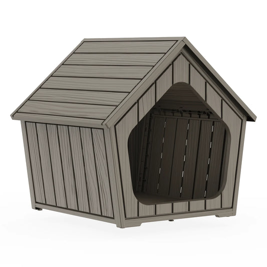 Gable Roof Plastic Dog House With Waterproof Outdoor Shelter