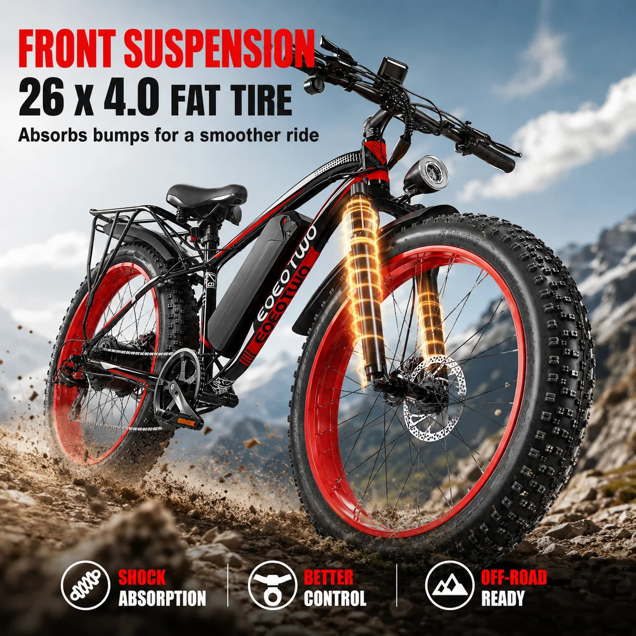 EOEOTWO 1500W Fat Tire Electric Bike 48V 15Ah Mountain