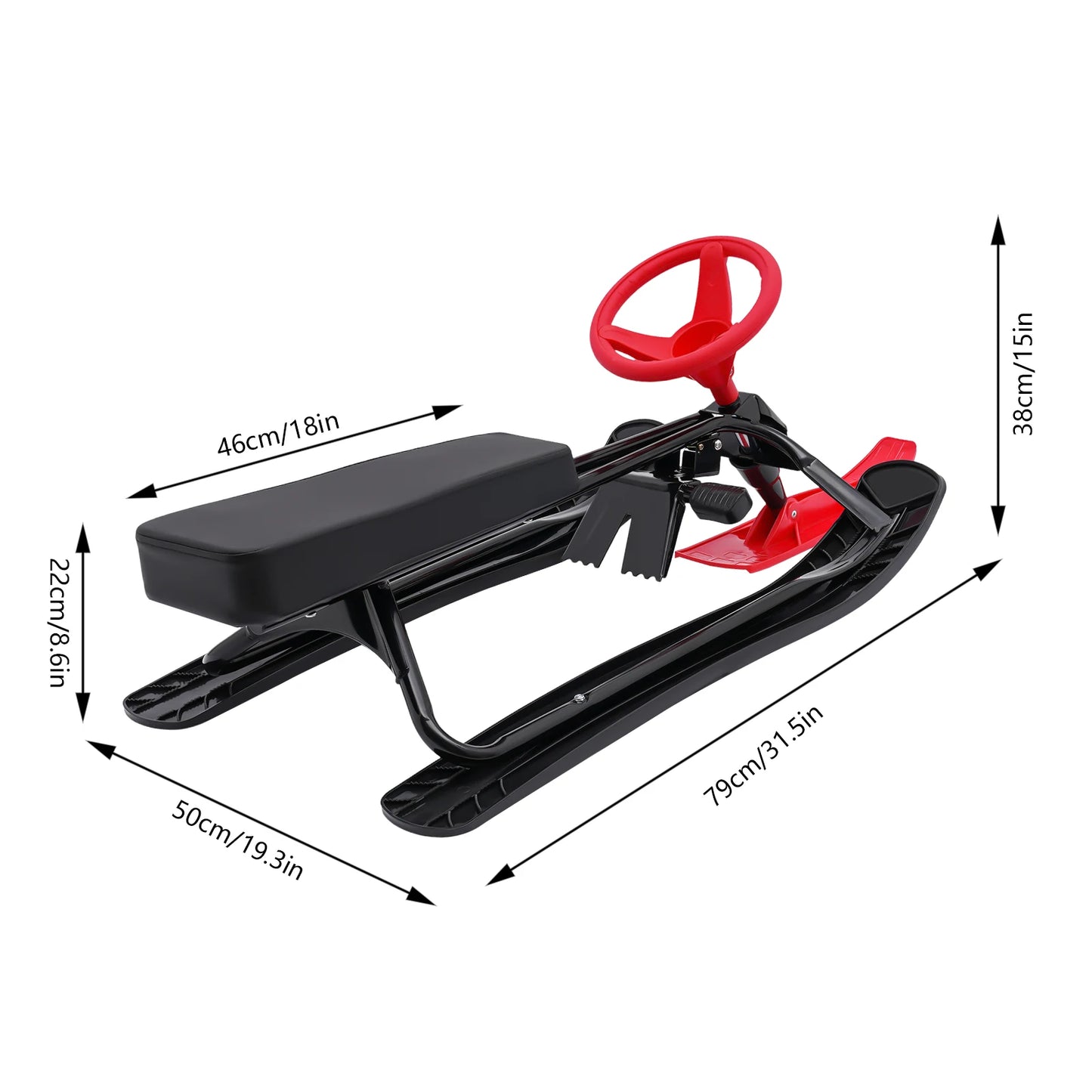 Kids Snow Racer Sled With Steering Wheel Brake
