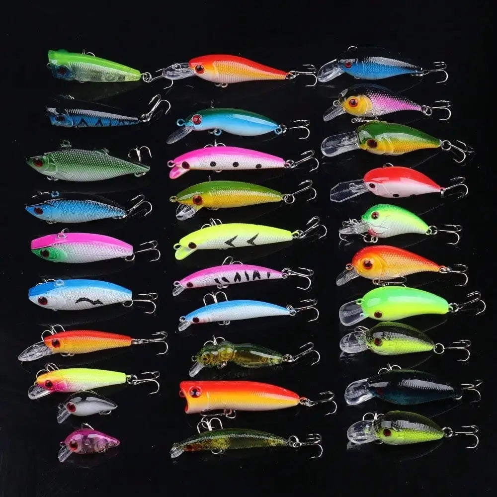 Fishing Lure Kit 30pcs Hard Bait Popper Crankbait Set
