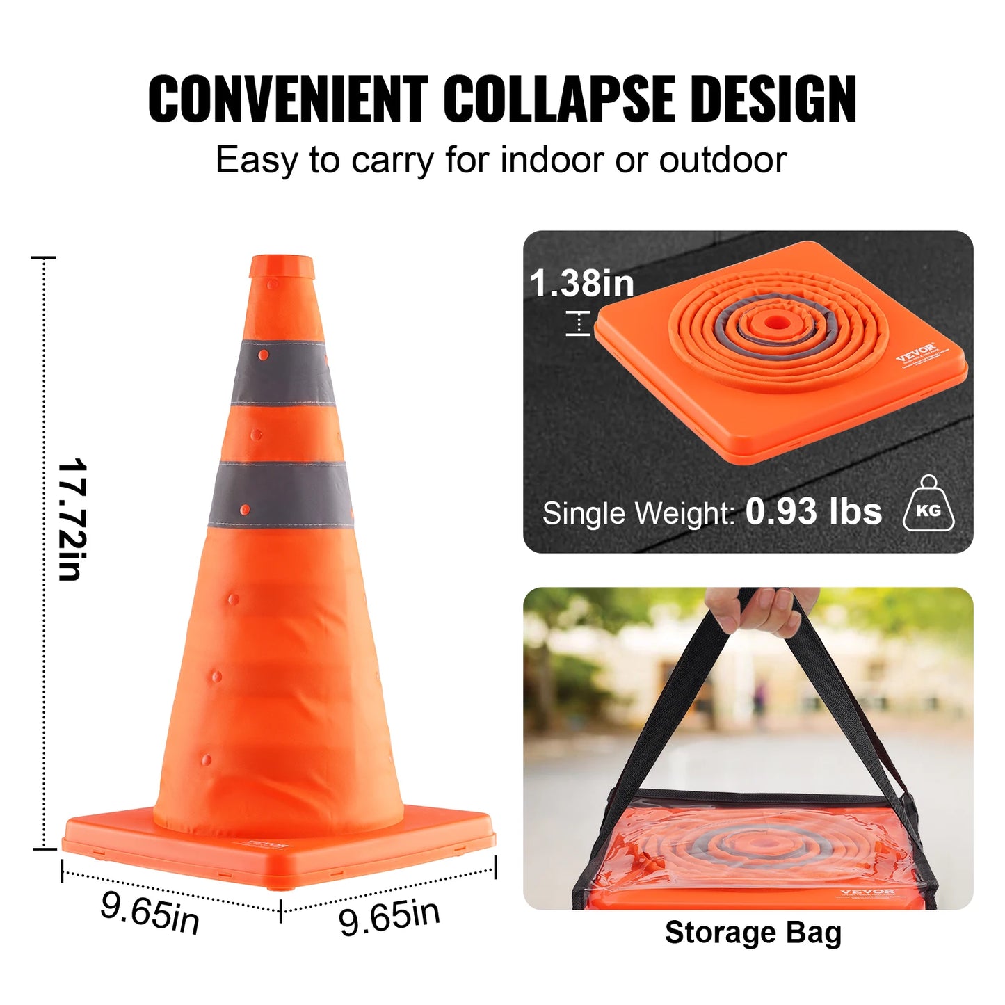Collapsible Safety Cones for Traffic Control and Parking Lots
