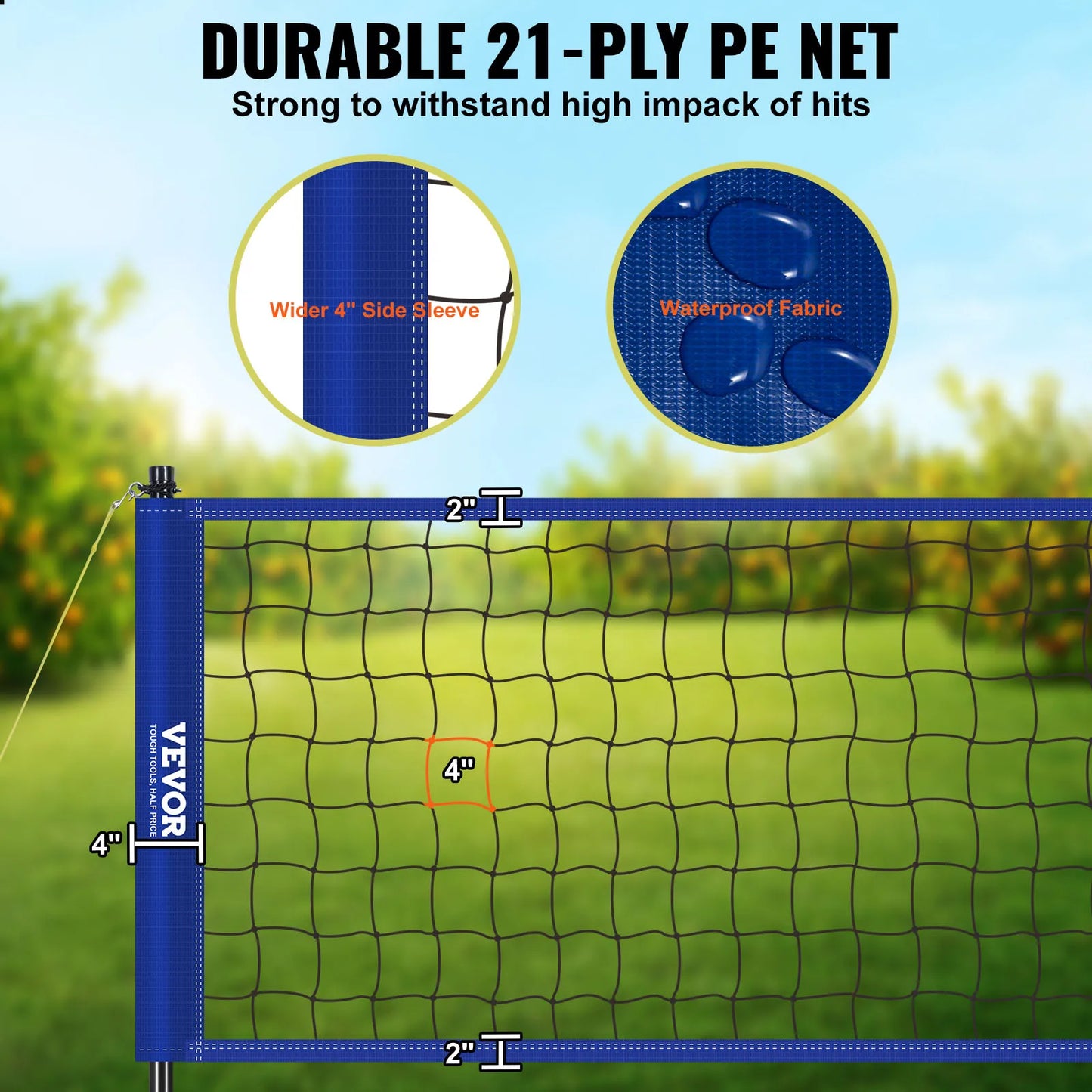 SucceBuy Outdoor Volleyball Net System With Adjustable Height Poles And PVC Pump
