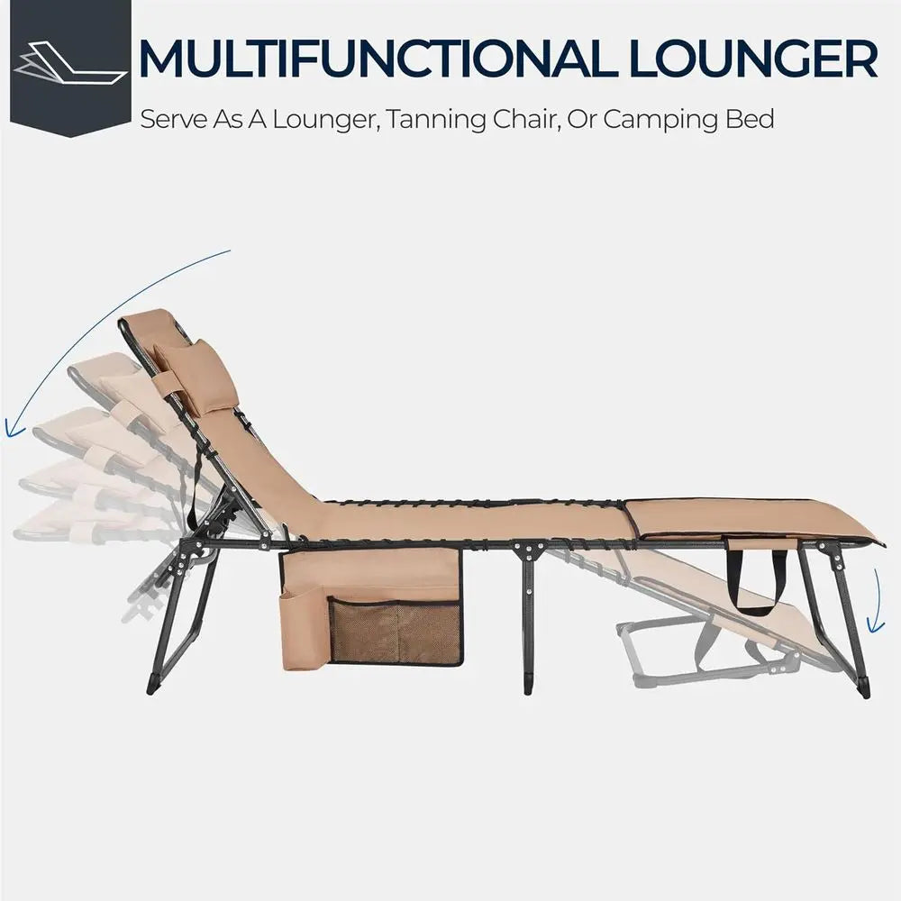 Adjustable Folding Outdoor Tanning Chair With Face Cutout Hole