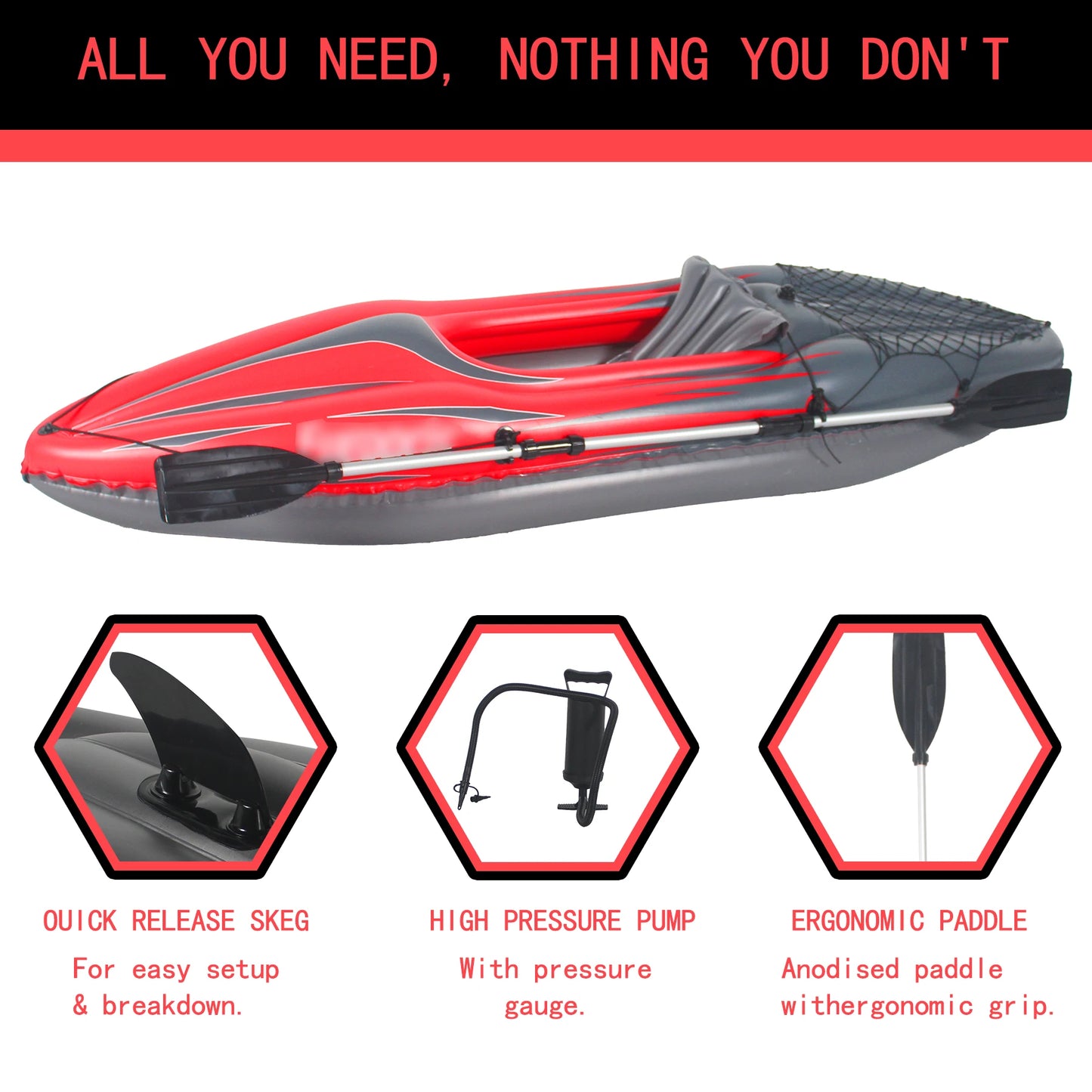 HHSJZWCY Inflatable One-Person Kayak Fishing Boat For Lakes And Rivers