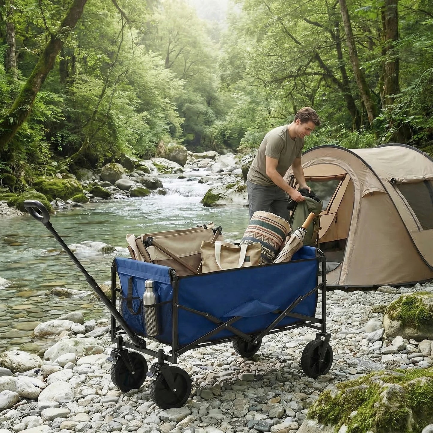 JHK 102L Heavy Duty Collapsible Wagon With Wheels 330 Capacity