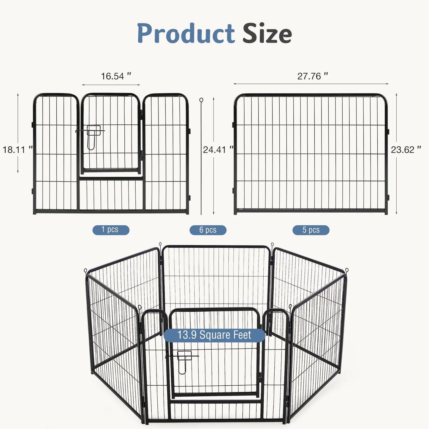 JHK Foldable Metal Dog Playpen For Indoor Outdoor Use Versatile