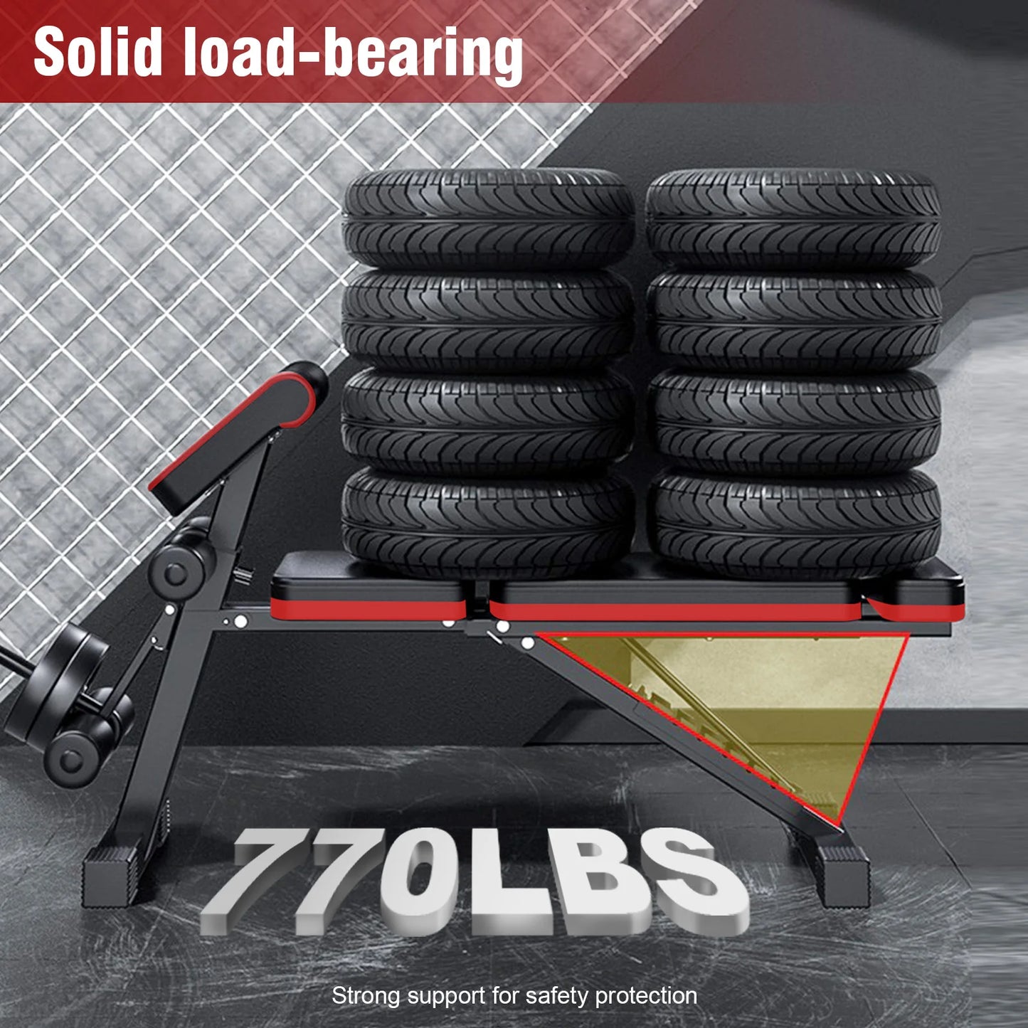 7 Level Foldable Weight Bench With Extended Headrest And Incline