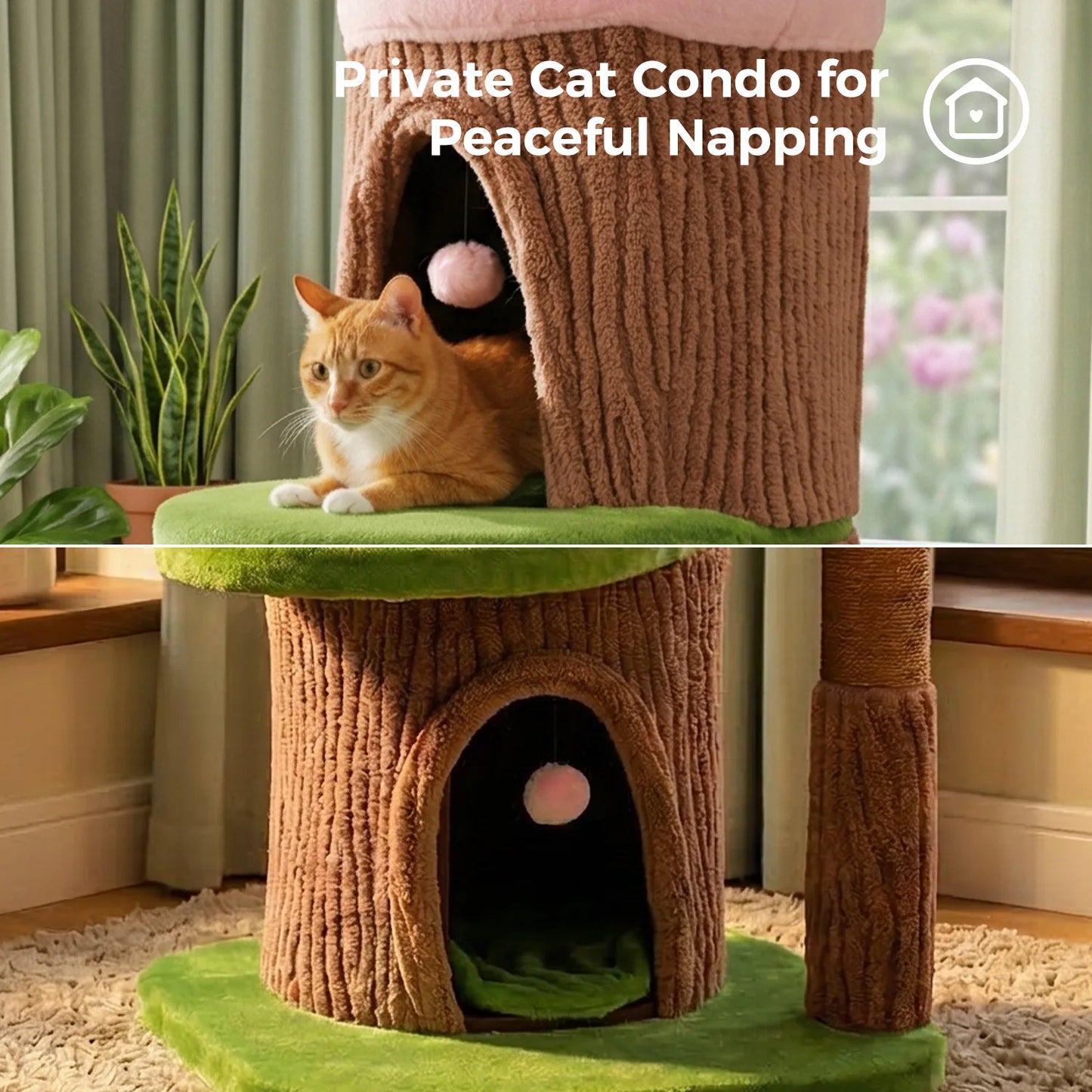 PAWZ Road Cat Tree With Four Condos And Flower Top Scratching Post