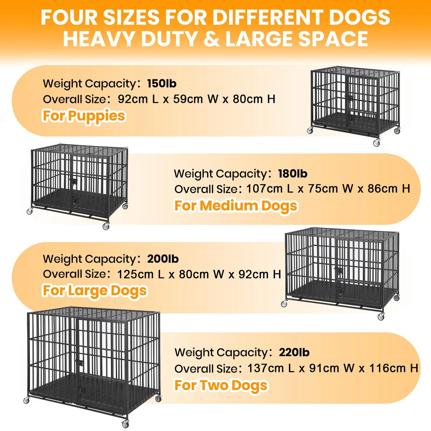 HiMISS Heavy Duty EscapeProof Metal Dog Crate With Three Doors