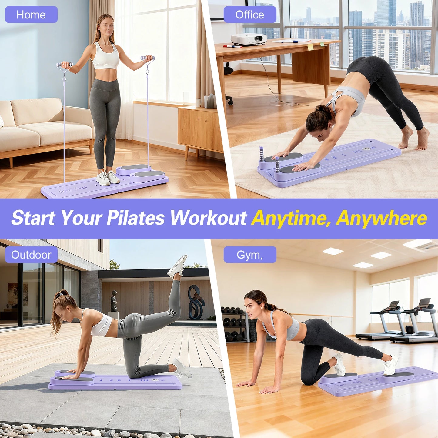 Foldable Pilates Bar Ab Board For Full Body Workout Equipment