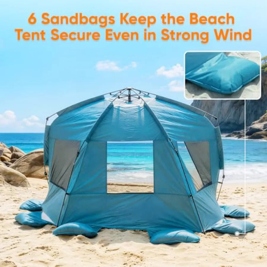 Pop Up Beach Tent Sun Shelter With UPF 50 Flooring