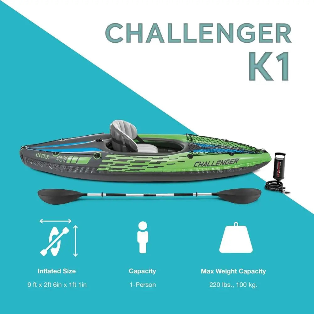 Deluxe Inflatable Kayak With Paddles And High Output Pump PVC