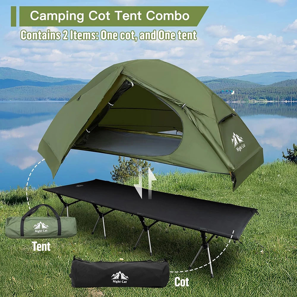 Night Cat Elevated Camping Cot Tent With 16 Legs Off-Ground