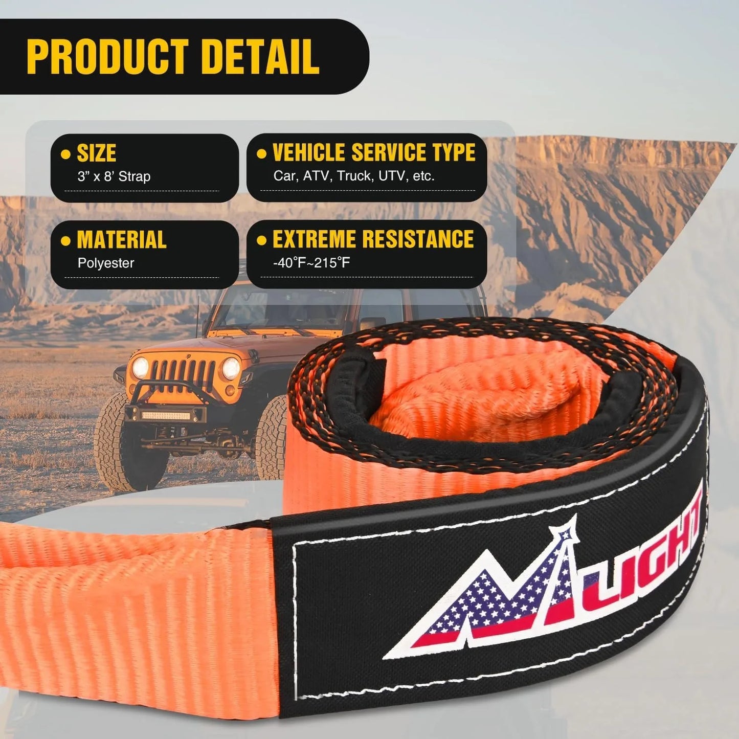 Nilight Offroad Recovery Kit Tow Strap Snatch Block D Ring