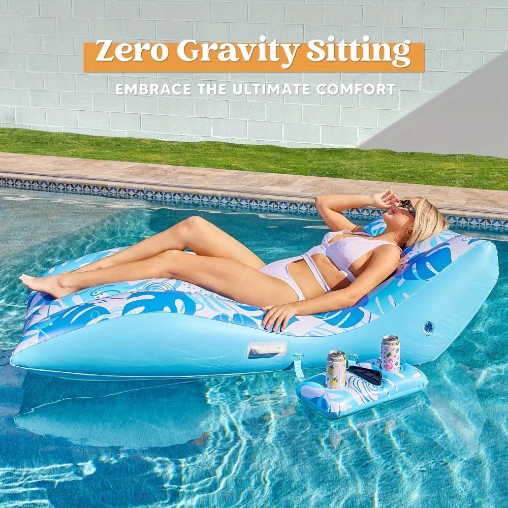 Joyfy Inflatable Pool Lounge Chair With Detachable Cup Holder