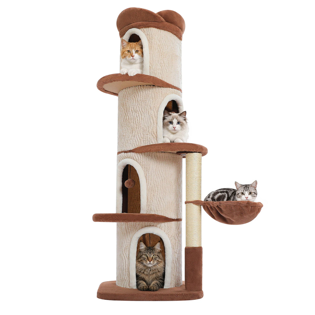 P Tall Cat Tree With Four Condos And Scratching Posts