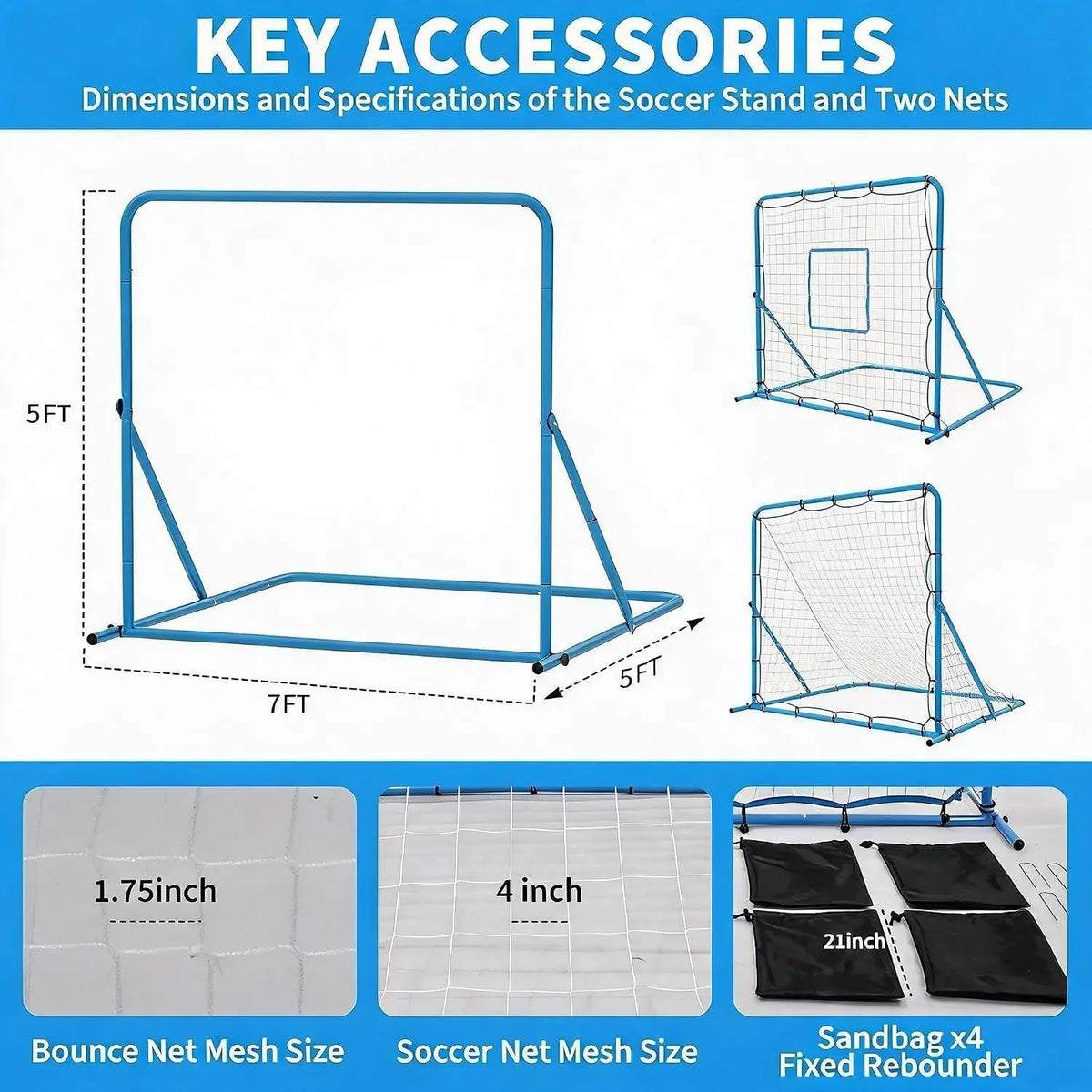 Tacleekii Multi Sport Rebounder Net for Soccer Baseball Volleyball Training