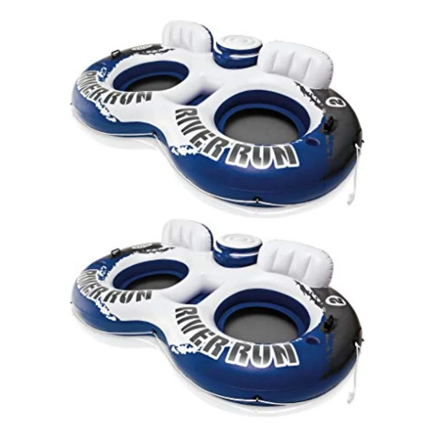 River Run II Water Tube Float Raft Lounger With Cooler