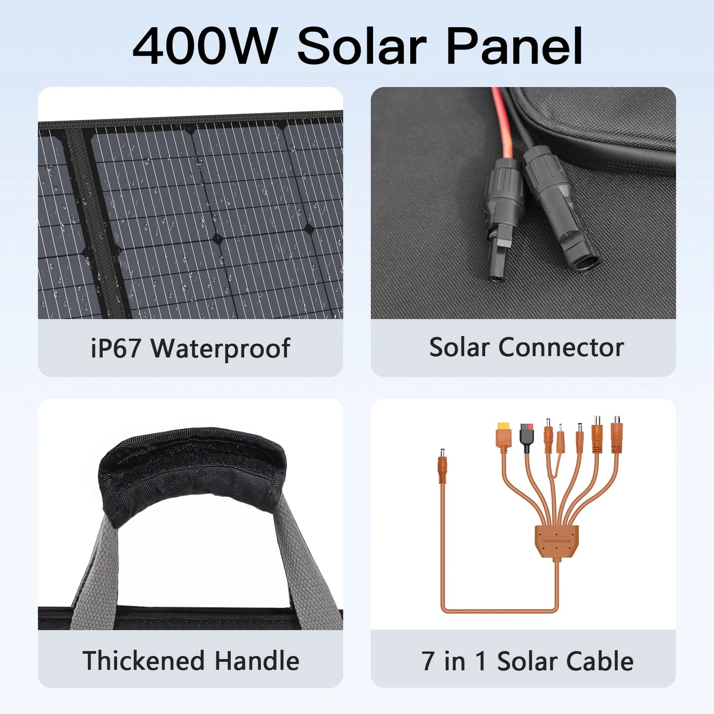 MHPOWOS 400W Portable Solar Panel Power Backup Foldable Charger