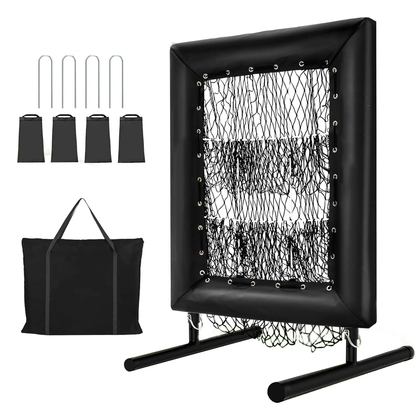 HiMISS Adjustable Pitching Net With 9 Holes Strike Zone Practice Carry Bag Ball
