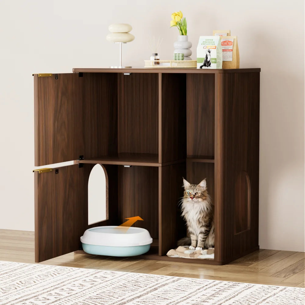 Cat Litter Cabinet With Hidden Litter Box And Storage Shelves
