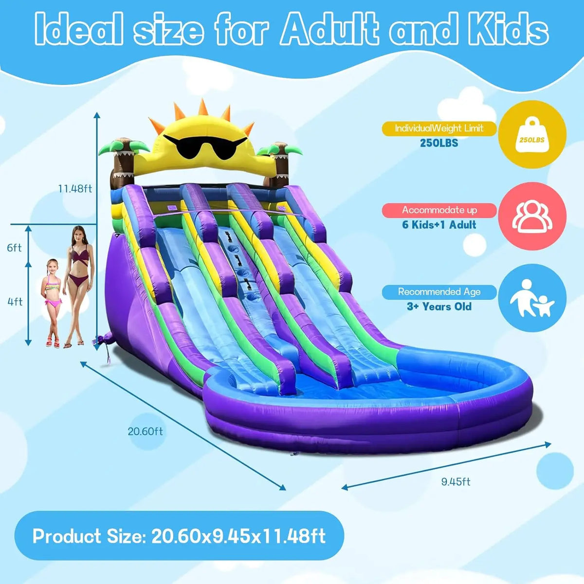 Inflatable Water Slide With Splash Pool For Backyard Parties