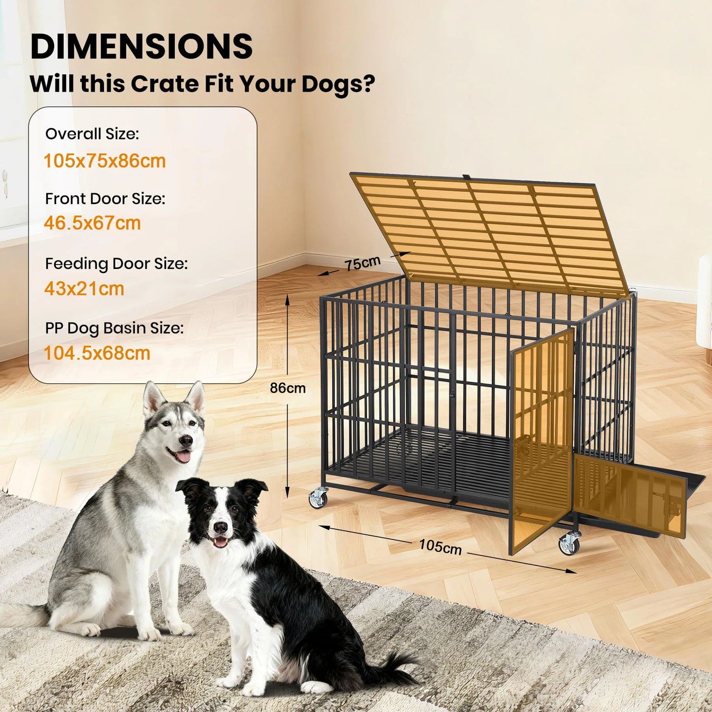 HiMISS Heavy Duty EscapeProof Metal Dog Crate With Three Doors