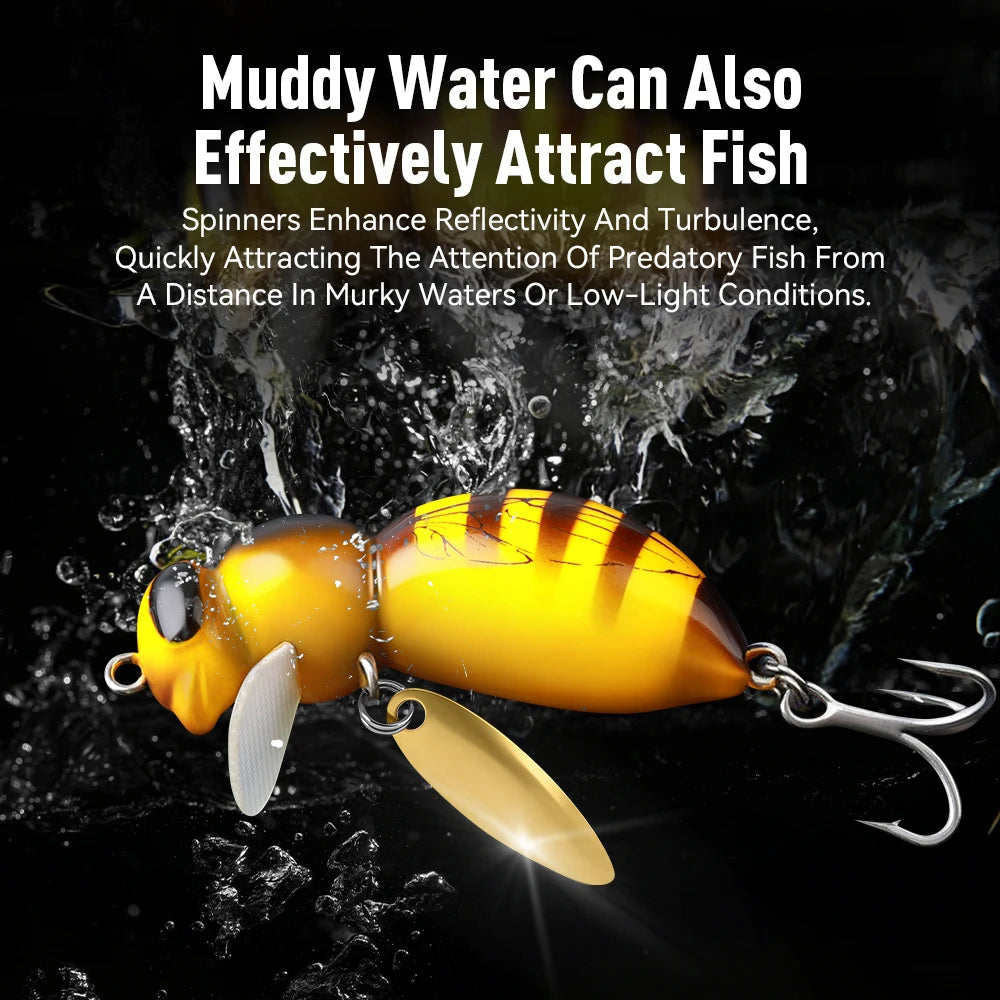 Kingdom Wasp Minnow Floating Hard Wobbler Lure With Spinner Hook