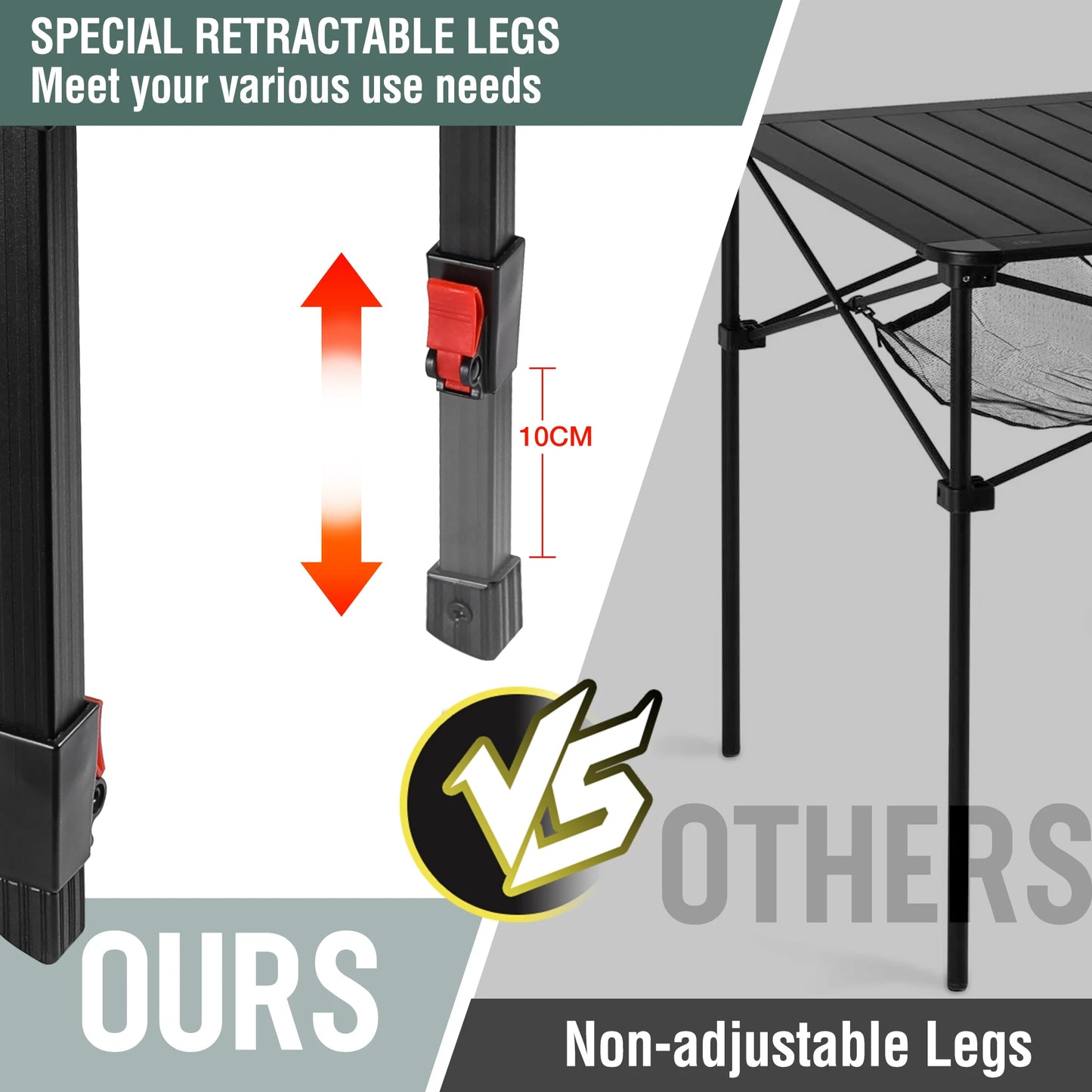 Villey Folding Camping Square Table With Carry Bag Aluminum