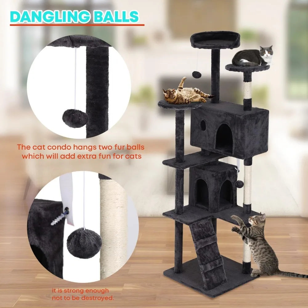 NBVCX Cat Tree Tower With Scratching Posts Condos Perches Toys