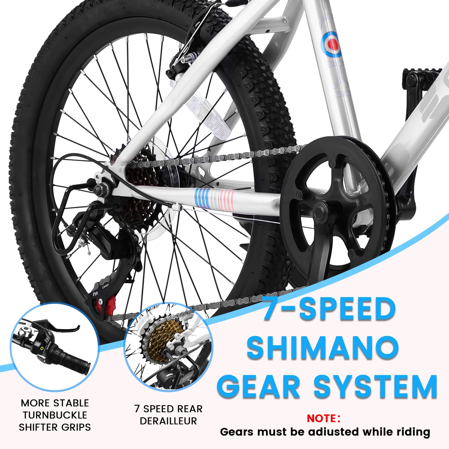 Ecarpat Kids Mountain Bike 7-Speed Front Suspension Disc V-Brake