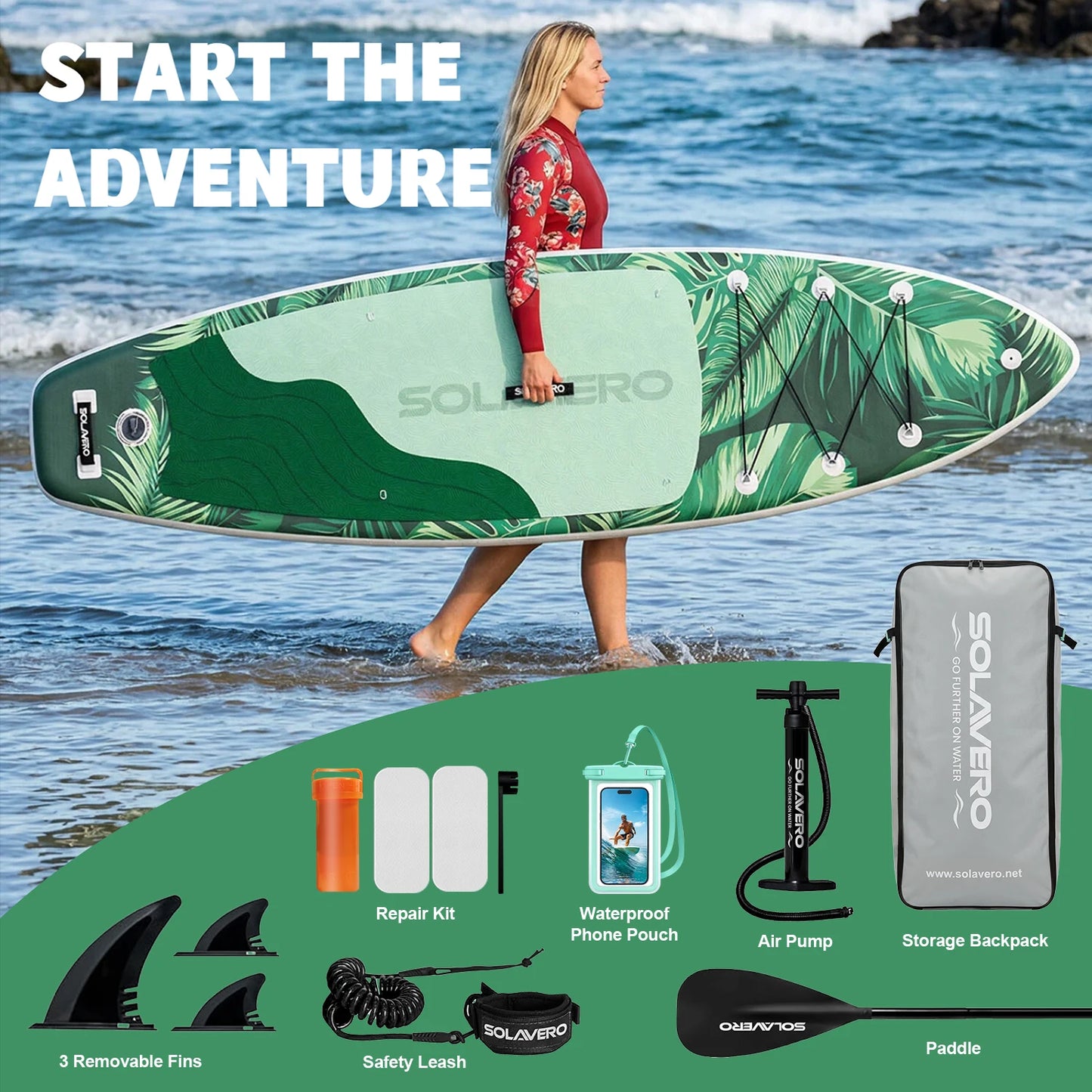 Inflatable SUP Board With Full Accessories Pack And Adjustable Paddle