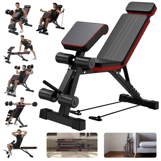 7 Level Foldable Weight Bench With Extended Headrest And Incline